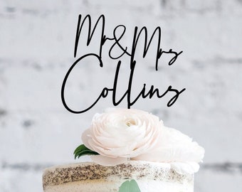 Personalised Wedding Cake Topper - Custom Mr & Mrs Cake Decoration for Weddings