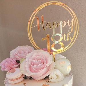 Happy 18th Birthday Cake Topper - Circle Topper for Birthday Party - Cake Decoration