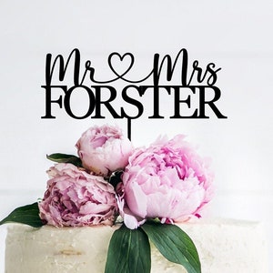 Personalised Wedding Cake Topper - Custom Mr & Mrs Cake Decoration for Weddings
