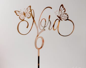 Butterfly Cake Topper - Name & Age Design