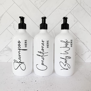 Bathroom & Shower Pump Bottles in WHITE with black pump
