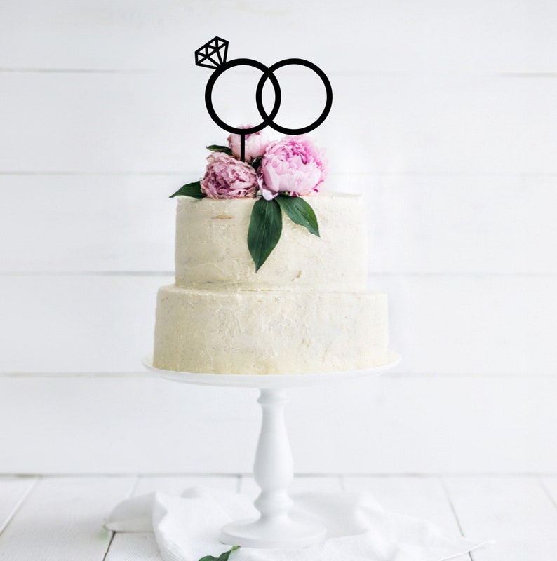 Wedding Cake Topper - Joint Rings - Etsy