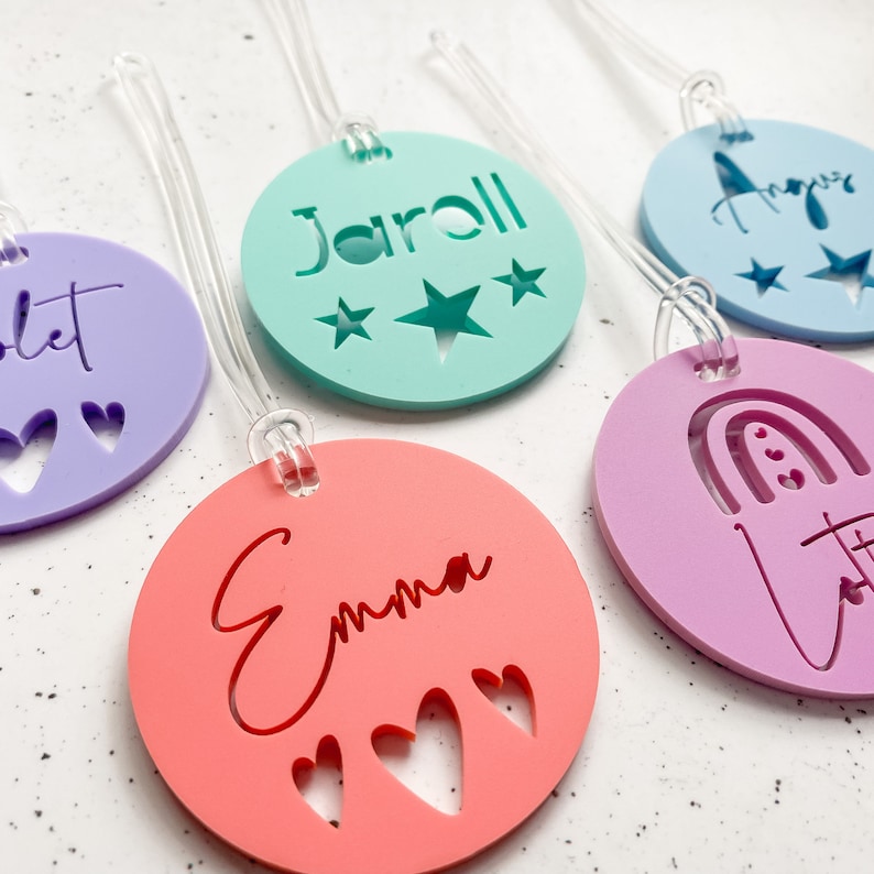 Acrylic Bag Tags Personalised Keyring / Custom School Bag / Etsy