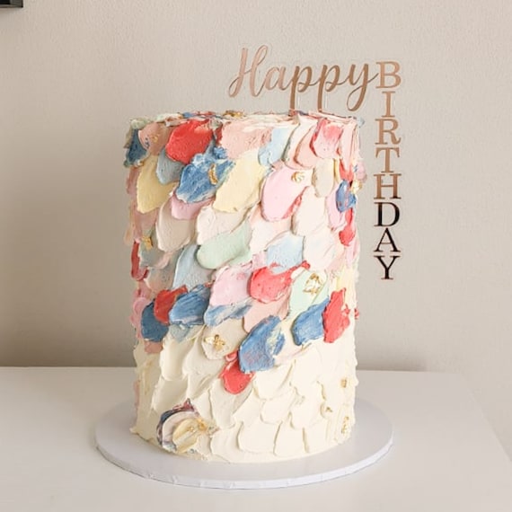 Floating Angled Cake Topper Vertical Happy Birthday Cake - Etsy Australia