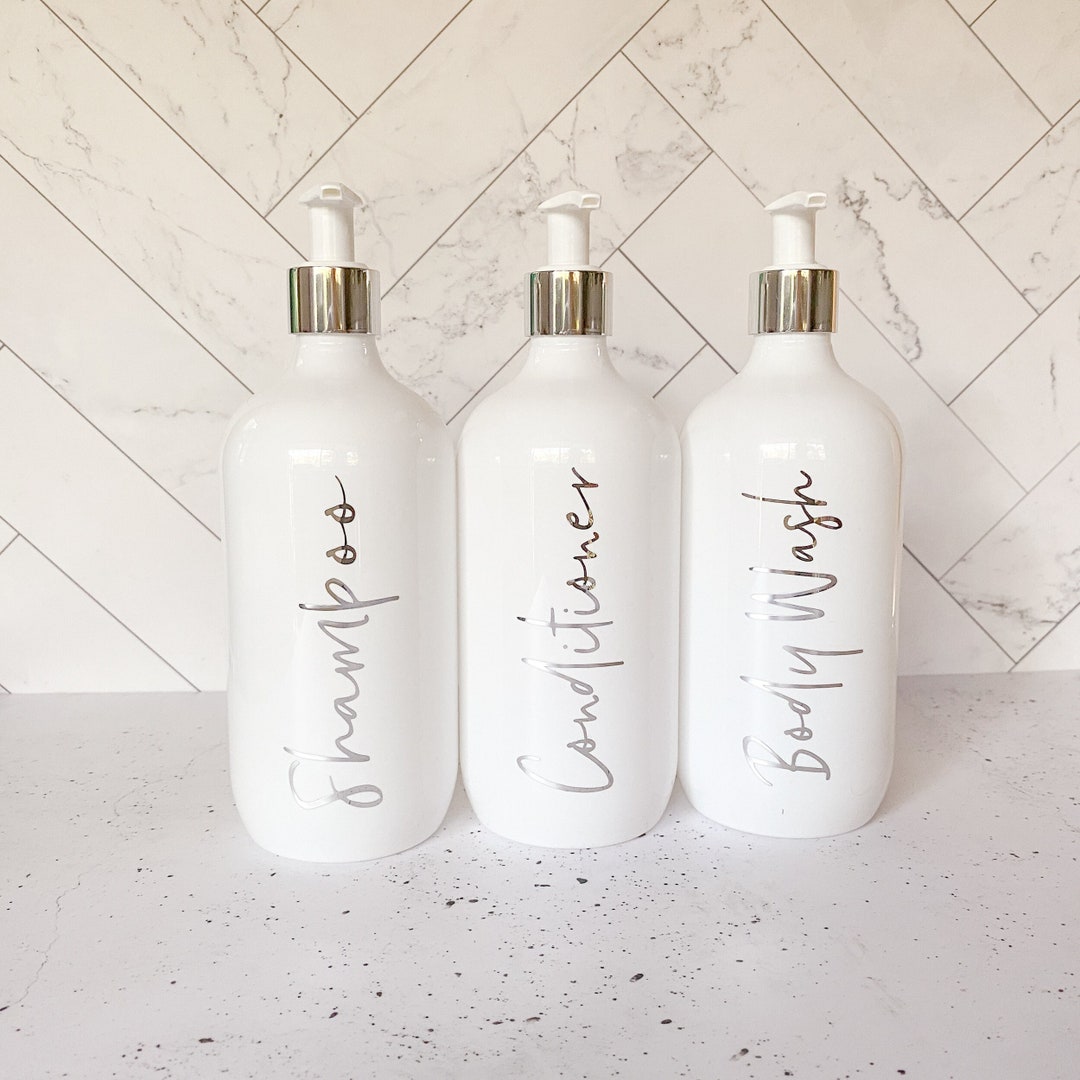 Polished Silver Bathroom Bottle Set 1 litre 500ml or 250ml Etsy Italia