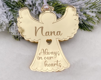 Personalised Memorial Angel Ornament - Custom Christmas Angel Bauble for loved ones