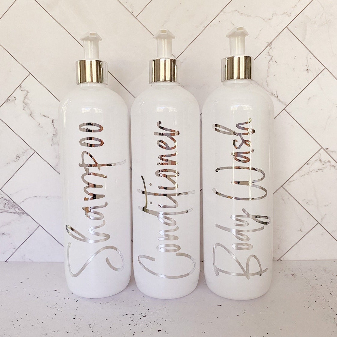 Bathroom Bottle Set 1 Litre 500ml or 250ml Metallic Etsy