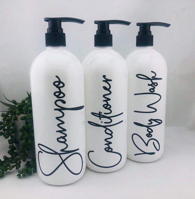 Bathroom Labels // Shampoo Conditioner Body Wash Set of 3 Etsy