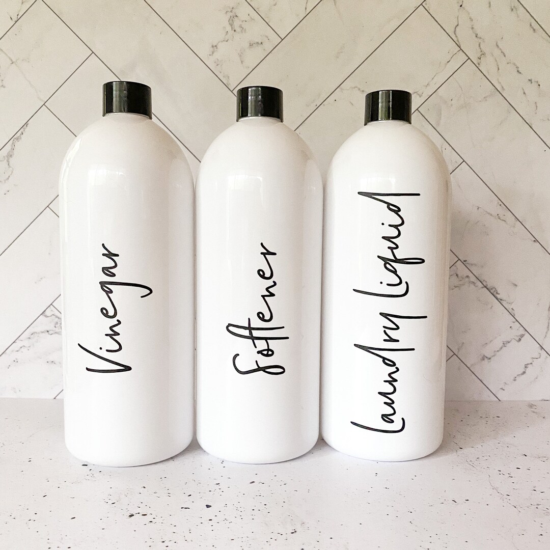 1 Litre Refillable Laundry Bottle for for Your Softener, Laundry Liquid, Stain Remover in Black