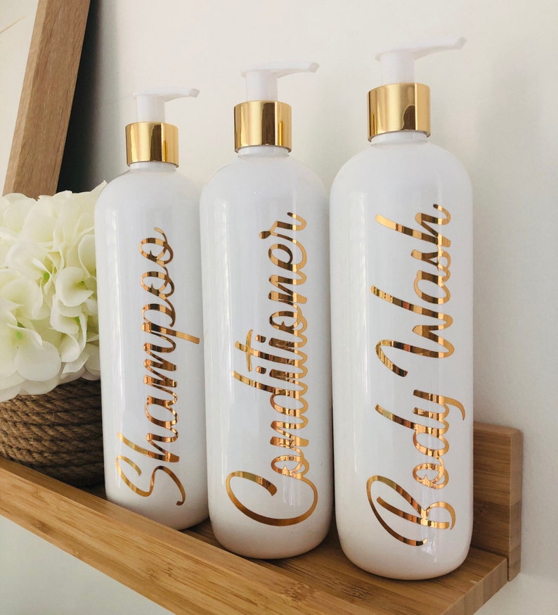 Bathroom Bottle Set 1 Litre 500ml or 250ml Metallic Etsy