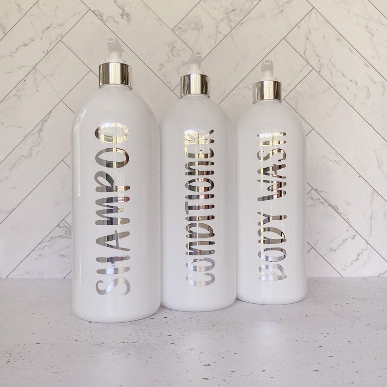 Bathroom Bottle Set 1 Litre 500ml or 250ml Metallic Etsy