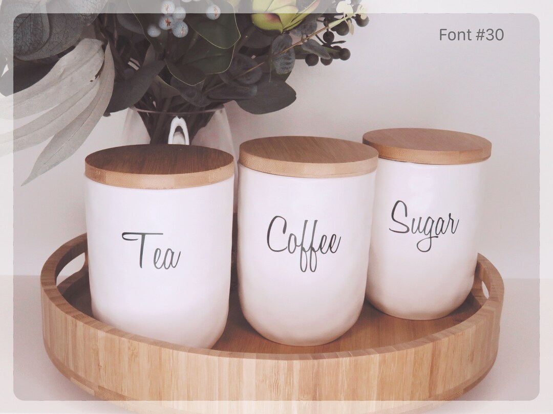 Kitchen Label Decal Stickers – Coffee, Sugar, Tea, Flour, Recycle – For Jars & Bottles, Home Decor