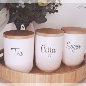 Tea Coffee Sugar Labels // Pantry Organisation Decals // Personalised Canister Decal Labels