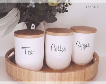 Tea Coffee Sugar Labels // Pantry Organisation Decals // Personalised Canister Decal Labels