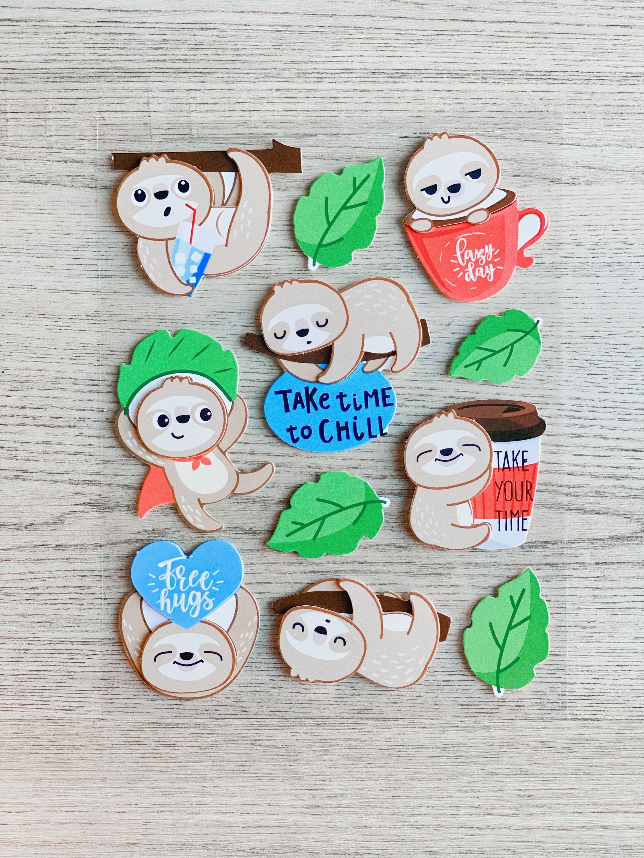 Sloth PopUp adhesive Sticker Craft 11 pcs Etsy