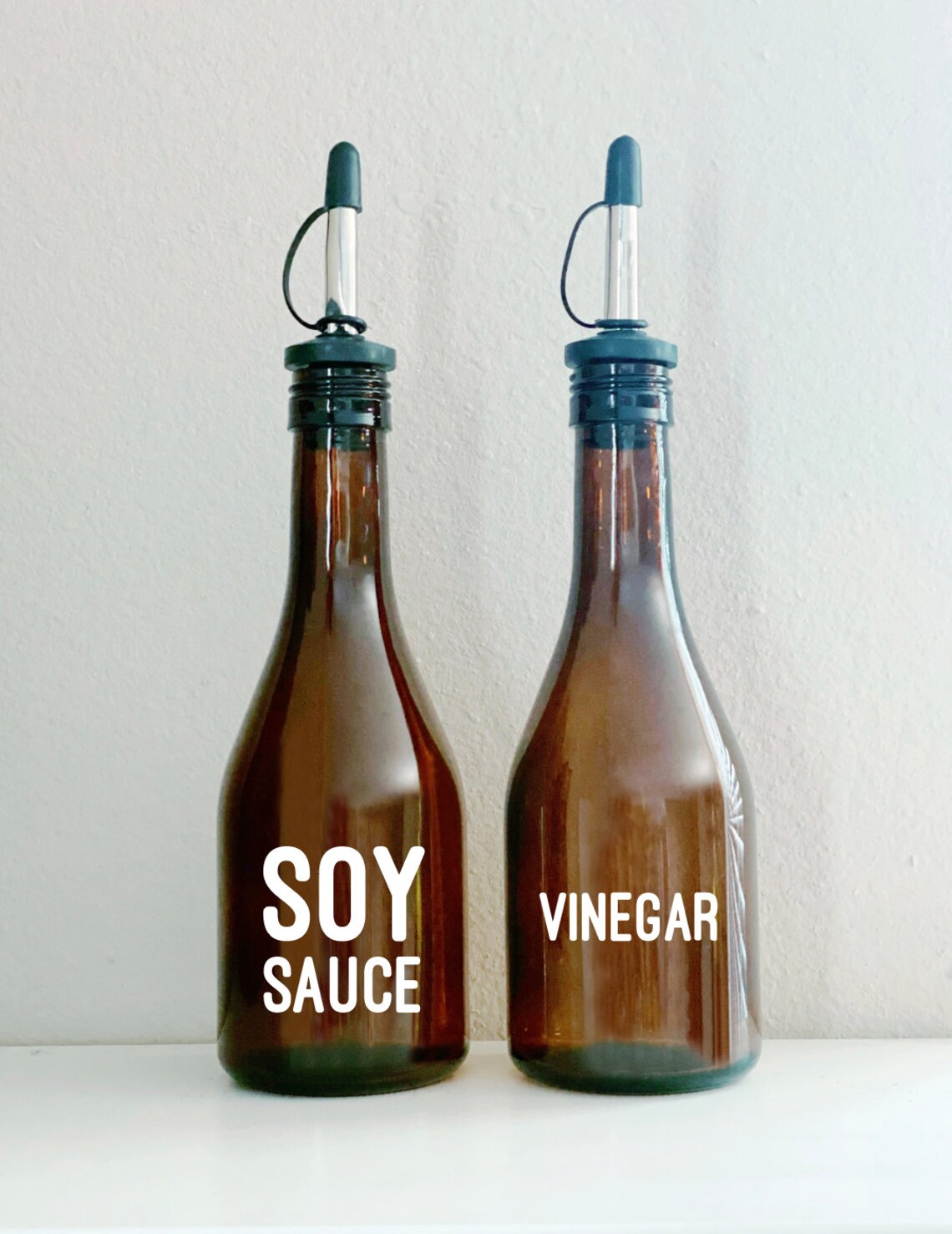 One Glass Bottle Soy Sauce / Vinegar Bottle And Labels Etsy