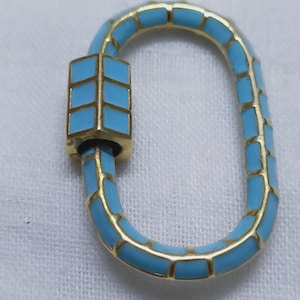 Handmade 925 Sterling Silber Karabiner Schloss, Schöne Silber Blau Türkis Emaille Karabiner Oval Form Schloss, Benutzerdefinierte Karabiner Schloss Schmuck