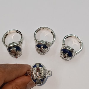 Lapis Lazuli Ring, Garnet Ring  Bird Crafting Ring Oval Sterling Silver Ring. Wedding Ring, Gift Ring, Statement Ring, Silver Handmade Ring