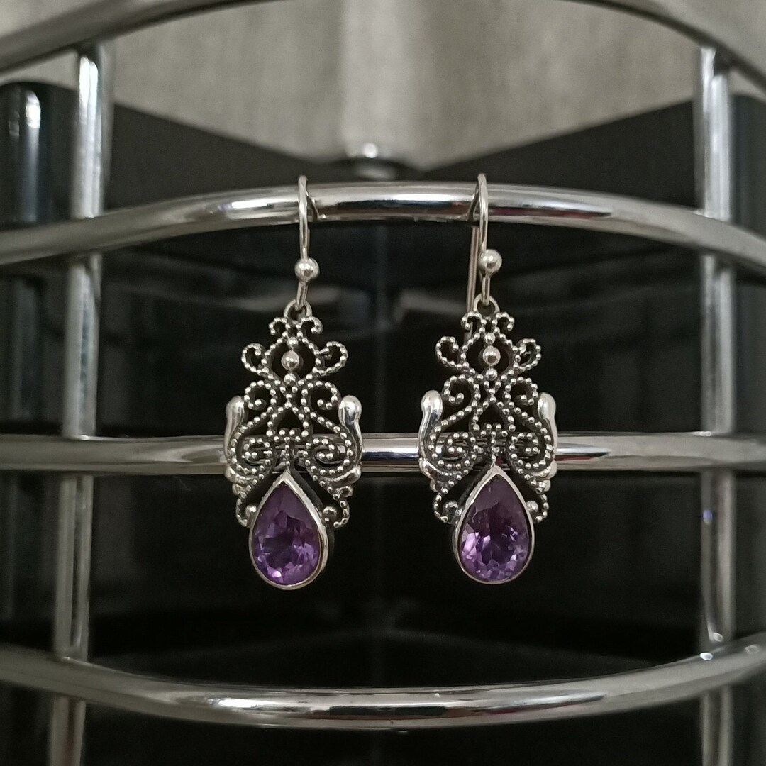 Boucles D'oreilles En Argent 925 Et Pierre Chrome Diopside Verte - Fait Main En Inde - Cadeau Anniversaire