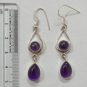 Handgefertigte Amethyst Ohrringe, 925 Sterling Silber Ohrringe, Lila Ohrringe, Edelstein Ohrringe, Baumeln Tropfen Ohrringe, Handgefertigte Ohrringe.