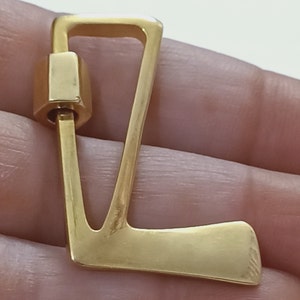 Mosquetón con letra de plata esterlina hecho a mano, mosquetón con letra del alfabeto L, mosquetón con letra personalizado, colgante con candado con letra