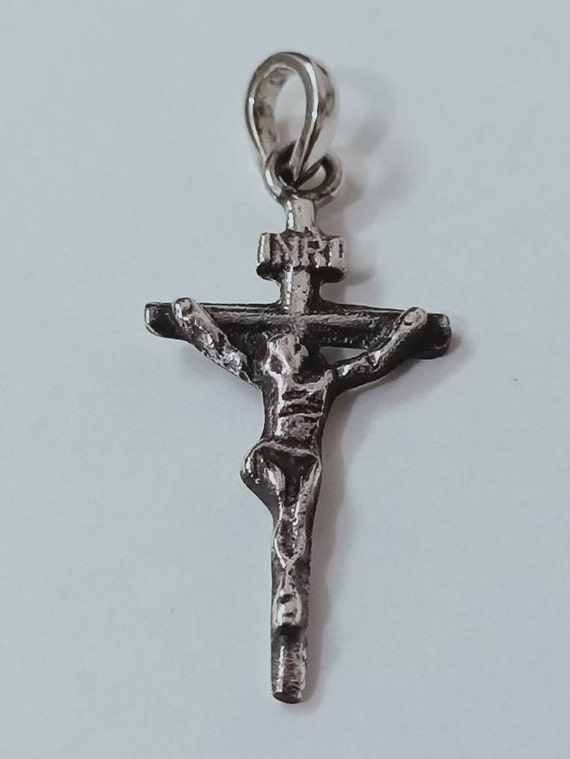 Holy Cross Crucifix Pendant With Oxidised 925 Sterling Silver