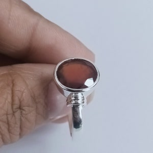 Hessonite Ring - Handmade 925 Sterling Silver Ring with Natural Hessonite Garnet Oval Cut Precious Gemstone | January Zodiac Birthstone Ring