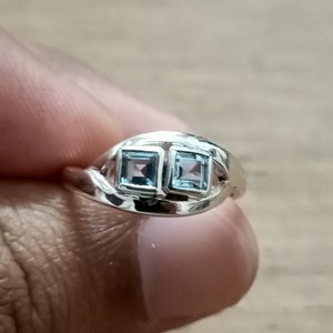Natural Aquamarine Ring AAA Quality Dual Stone Aquamarine + 925 Sterling Silver Ring Wedding Ring, Gift Ring, Statement Ring, Handmade Ring
