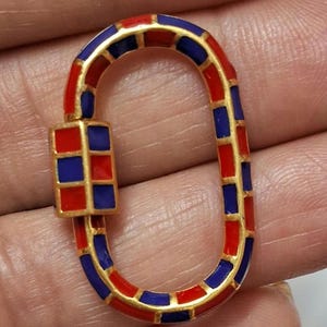 Handmade Sterling Silber Karabiner Schloss, Schöne 925 Silber Multi Blau, Rot Emaille Karabiner Oval Form Schloss, Für individuelle Karabiner Schmuck