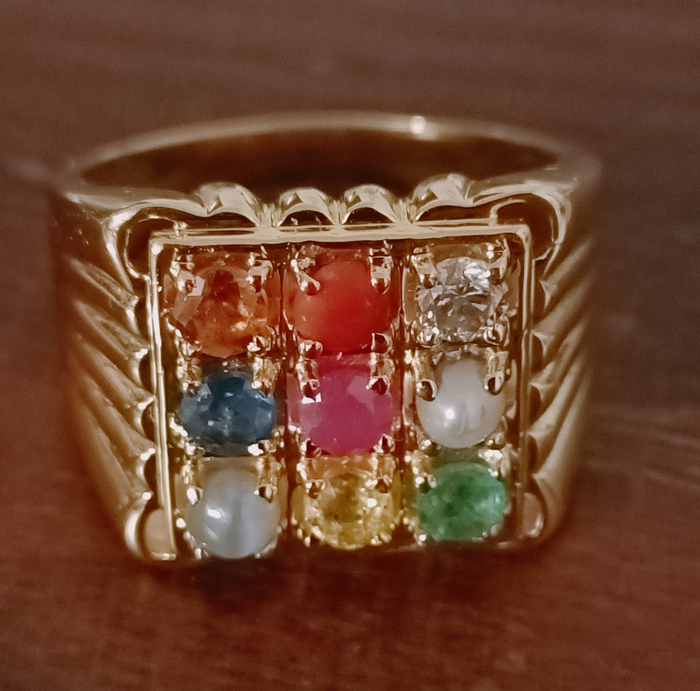 Navaratna Gold Ring for Ladies In 18KT Gold - JD SOLITAIRE