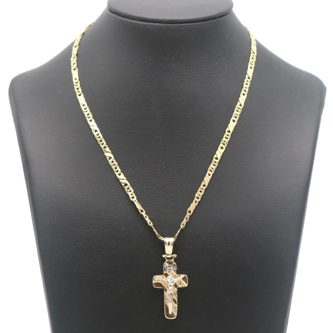 Bicolor Gold Chain Cross 585 14 Kt 50 Cm Pendant Jesus Faith Etsy