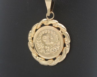 Coin pendant 585 gold 14 kt yellow gold value 190,-