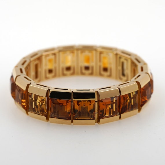 Bracelet 750 gold 18 carat citrine precious stone… - image 4