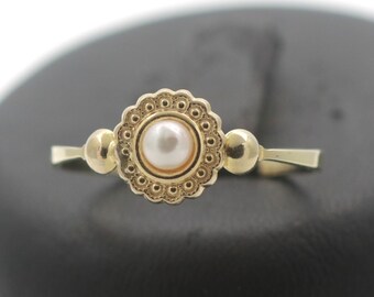 Antik Perle Ring 333 Gold 8 Kt Gelbgold Damen Goldring Wert 190,-