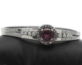 Bracelet 750 Gold Diamond Rubellite Brilliant 0,85 Ct 18 Kt White Gold Value 4800,-