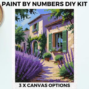 Provence Landscape PAINT by NUMBERS Kit Adults Minimalistic Chic DIY Painting Easy Beginners Hobby Painting Kit Wall Art Travel Gift France