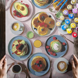 Brunch PAINT by NUMBERS Kit for Adults Minimalistic Chic DIY Painting Easy Beginners Hobby Painting Kit Wall Art Gift Mum Girlfriend Friend