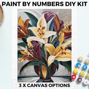 Vintage Floral PAINT by NUMBERS Kit Adults Minimalistic Chic DIY Painting Easy Beginners Hobby Painting Kit Wall Art Gift Valentines Flowers