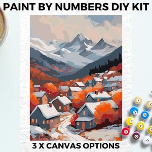 Scandinavian Winter PAINT by NUMBERS Kit Adults Minimalistic Chic DIY Painting Easy Beginners Hobby Painting Kit Wall Art Gift