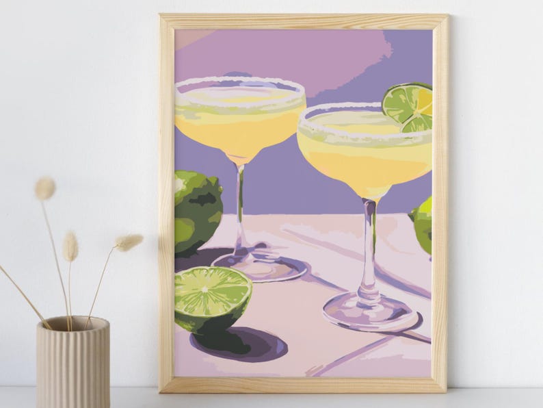 Margarita Cocktail PAINT by NUMBERS Kit Adults Minimalistic Chic DIY Painting Easy Beginners Hobby Painting Kit Wall Art Gift Mum Girlfriend