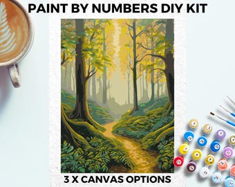 Woodland Folklore Era PAINT by NUMBERS Kit Adults Minimalistic Chic DIY Painting Easy Beginners Hobby Painting Kit Wall Art Forest Gift