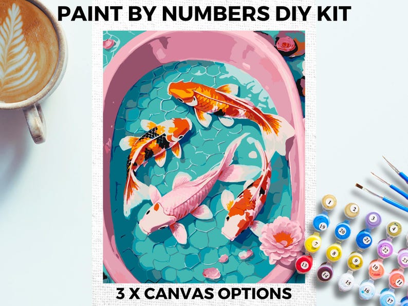 Koi Fish Bathroom PAINT by NUMBERS Kit Adults Minimalistic Chic DIY ...