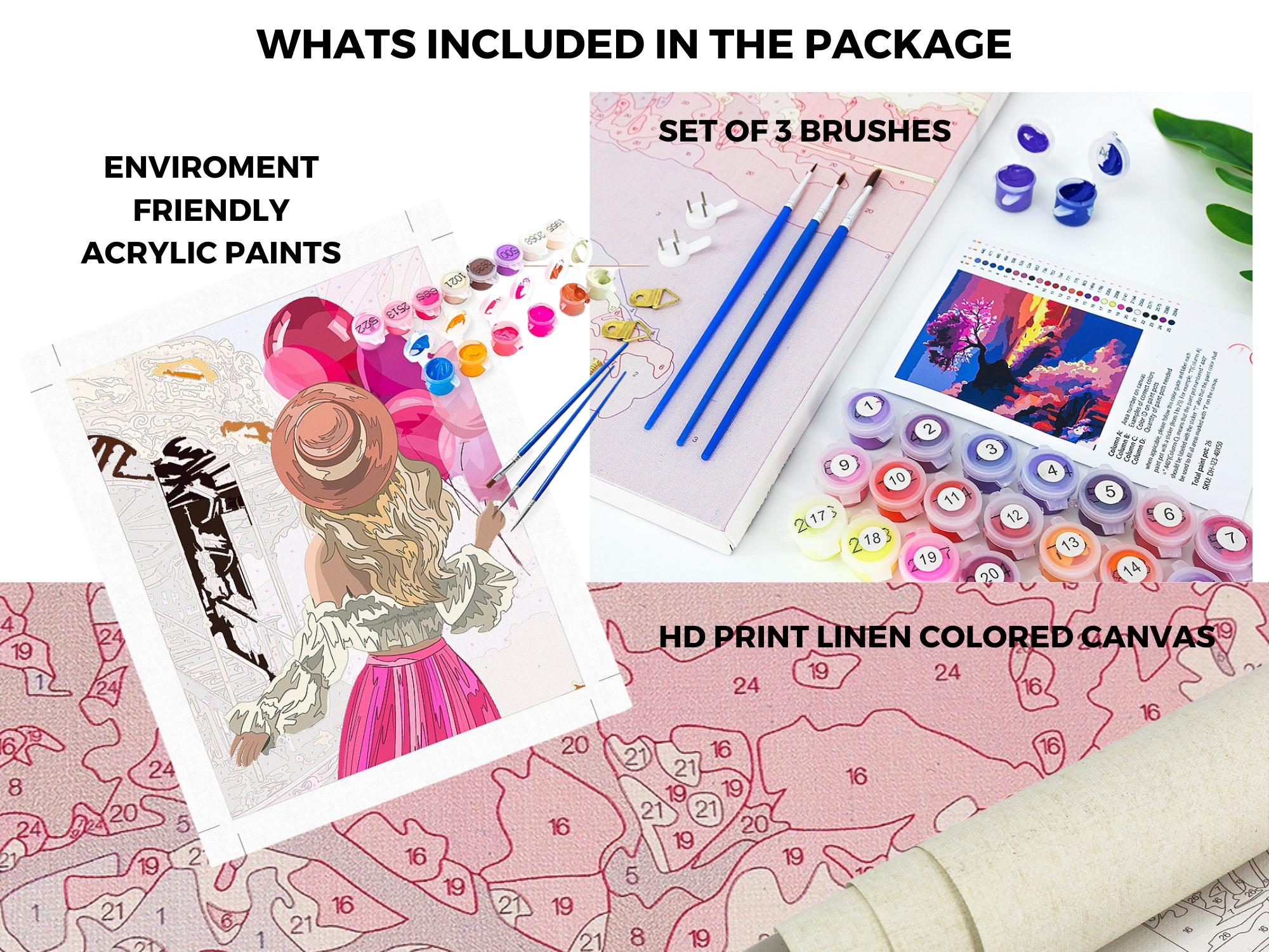 Peinture Pour Enfant - Par Numéros Kits Pinceaux Pigments Acryliques