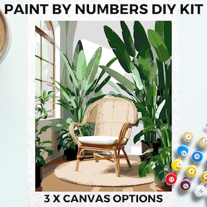 Plant Nook PAINT by NUMBERS Kit Adults Minimalistic Chic DIY Painting Easy Beginners Hobby Painting Kit Wall Art Gift Mum Girlfriend Friend