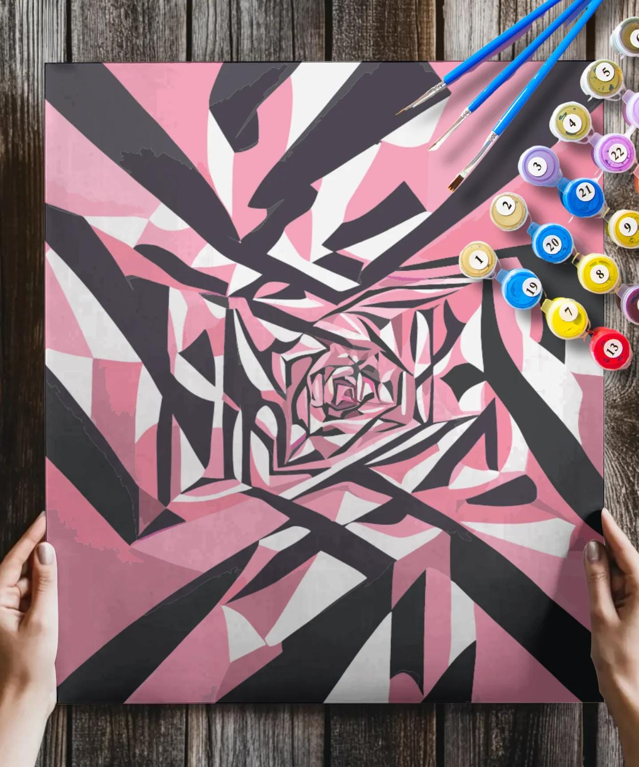ブラック ピンク 抽象画 数字で描くキット 大人向け ミニマル シック