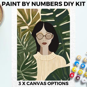 Woman Plants PAINT by NUMBERS Kit Adults Minimalistic Chic DIY Painting Easy Beginners Hobby Painting Kit Wall Art Gift Mum Girlfriend