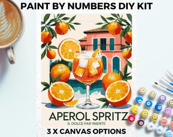 アペロールカクテル 数字で描くペイントキット 大人向け ミニマルでシックなDIYペイント 初心者向け 簡単 趣味 ペイントキット ウォールアート ギフト 旅行 ポスター