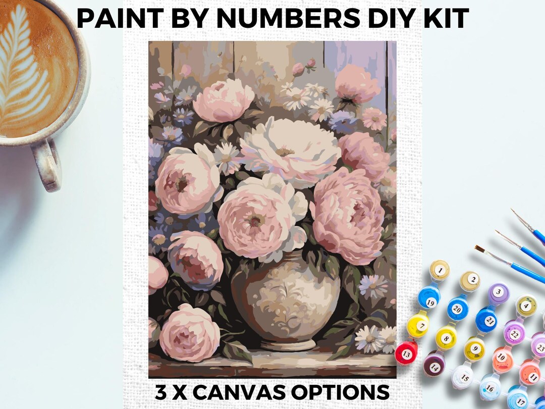Vintage Floral PAINT by NUMBERS Kit Adults Minimalistic Chic DIY ...