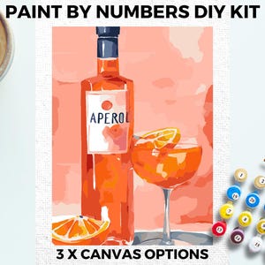 Aperol Cocktail PAINT by NUMBERS Kit Adults Minimalistic Chic DIY Painting Easy Beginners Hobby Painting Kit Wall Art Gift Mum Girlfriend