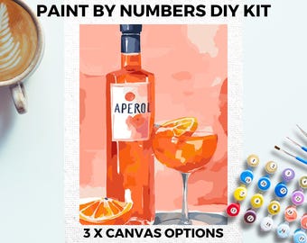 アペロールカクテル 数字で描くキット 大人向け ミニマル シック DIY 絵画 簡単 初心者 趣味 絵画キット ウォールアート ギフト ママ ガールフレンド